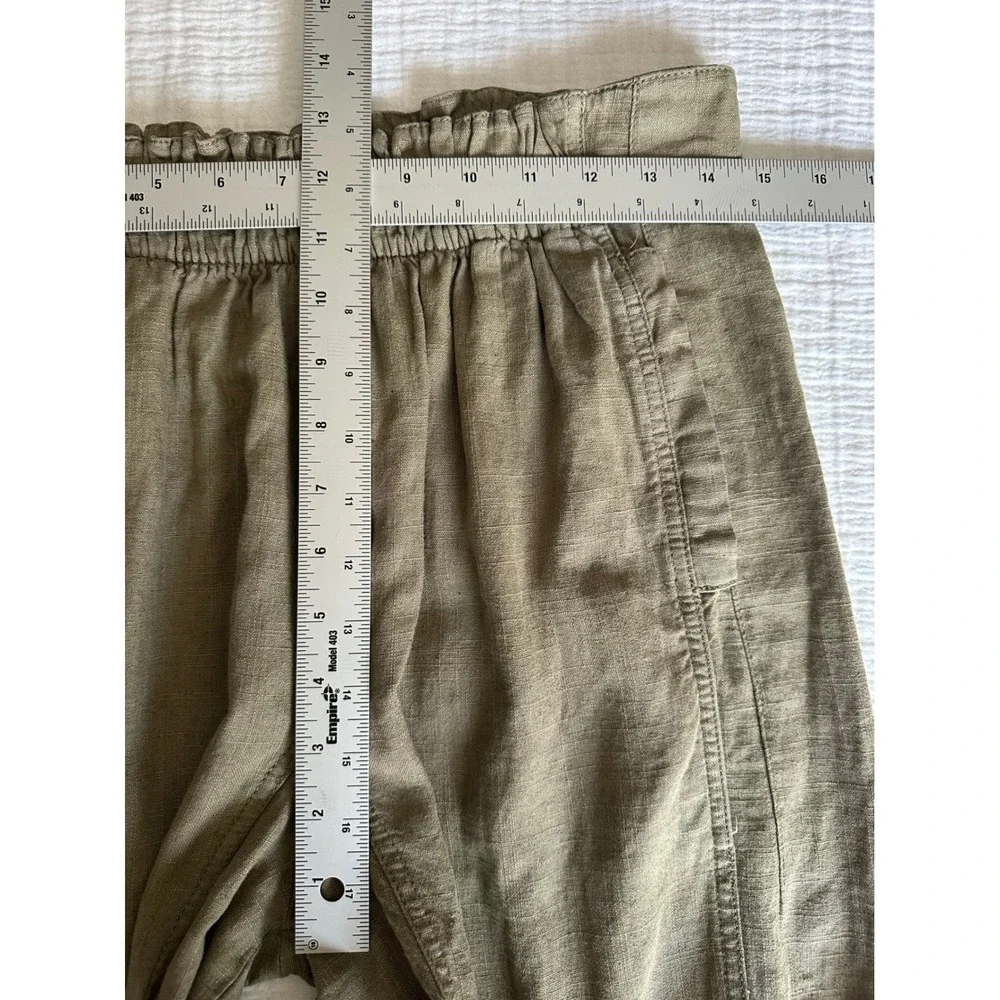 Free People Linen Blend Wide Leg Smocked Waist Pants XS Khaki
